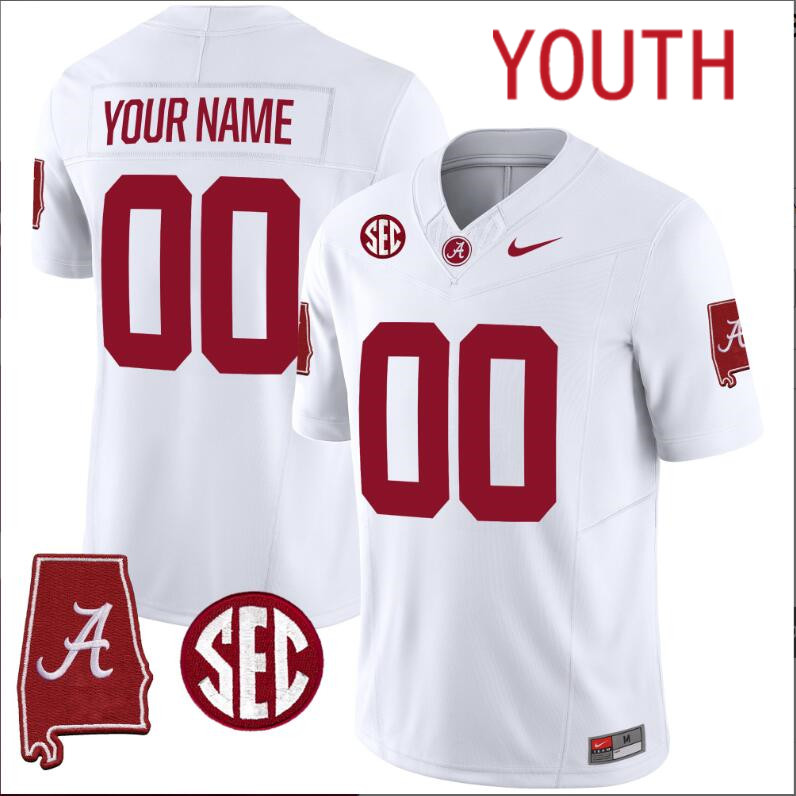 Youth Alabama Crimson Tide Vapor Limited white Custom 2024 Nike NCAA Jersey 2->customized nfl jersey->Custom Jersey